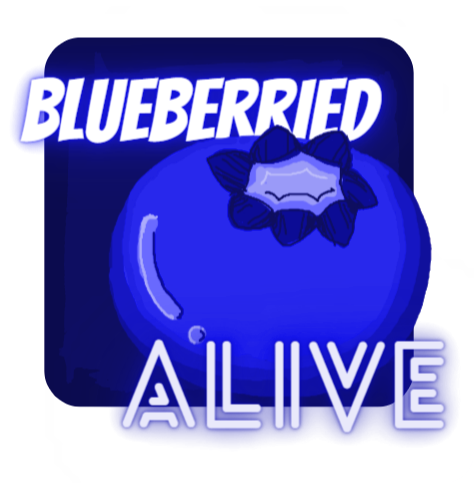 Blueberried Alive Logo shows gravestone and since 2008